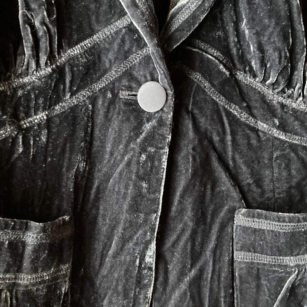 Blue Gray AXCESS Jacket LIZ CLAIBORNE Blazer Steel Blue Grey Rayon Velvet Size 6 - Picture 5 of 9